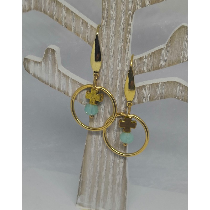 Boucles d'oreilles / CROIX / BLEU
