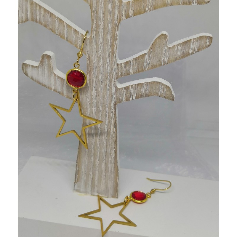 Boucles d'oreilles / ETOILE / ROUGE