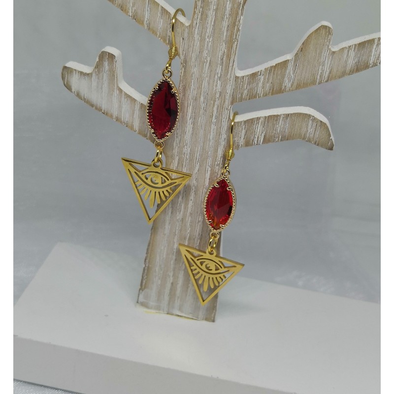 Boucles d'oreilles / OEIL EGYPTIEN / ROUGE
