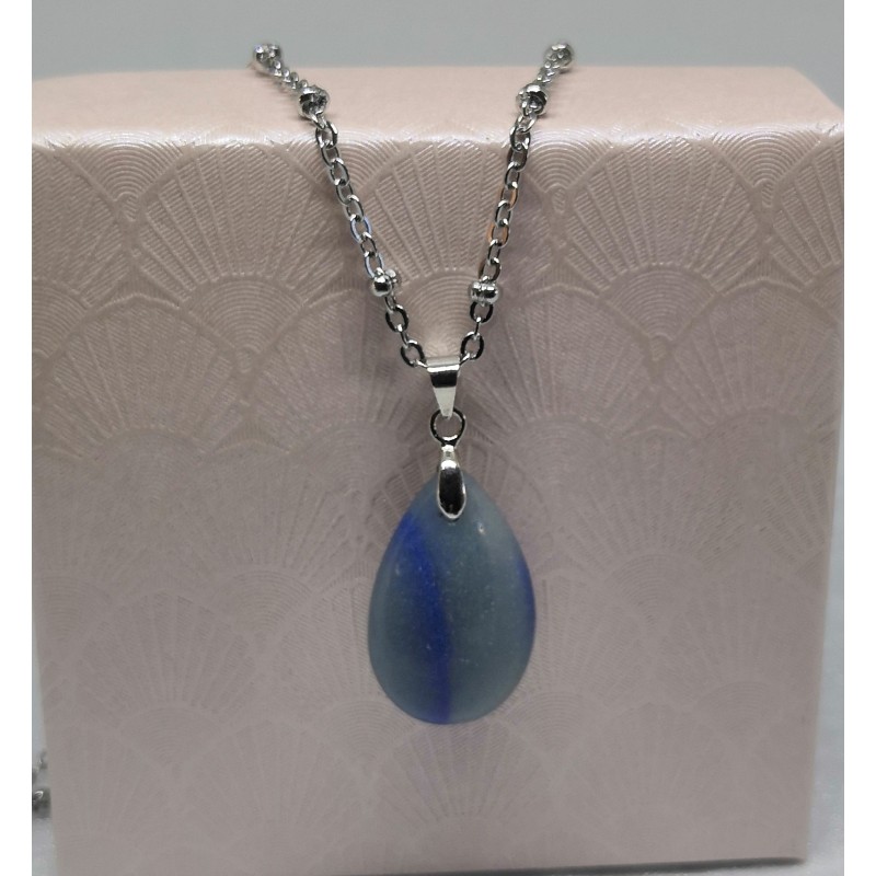 Pendentif AQUAMARINE / ACIER INOXYDABLE