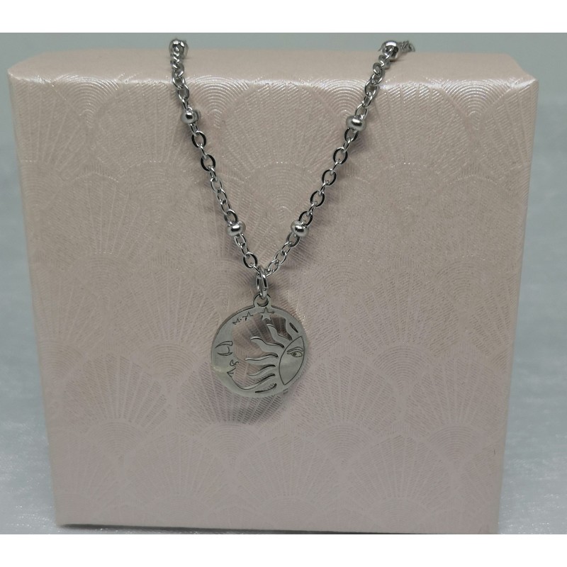 Pendentif  LUNE / SOLEIL / ACIER INOXYDABLE