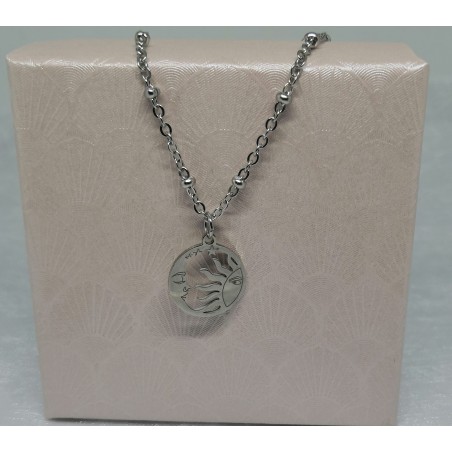 Pendentif LUNE / SOLEIL / ACIER INOXYDABLE