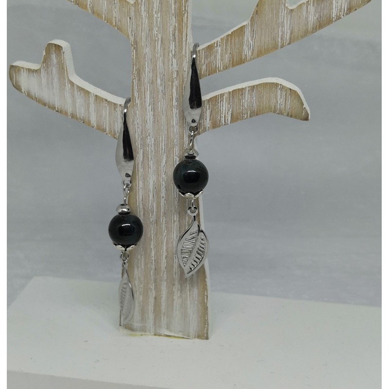 Boucles d'oreilles OEIL DE FAUCON / FEUILLE