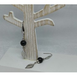 Boucles d'oreilles OEIL DE FAUCON / FEUILLE