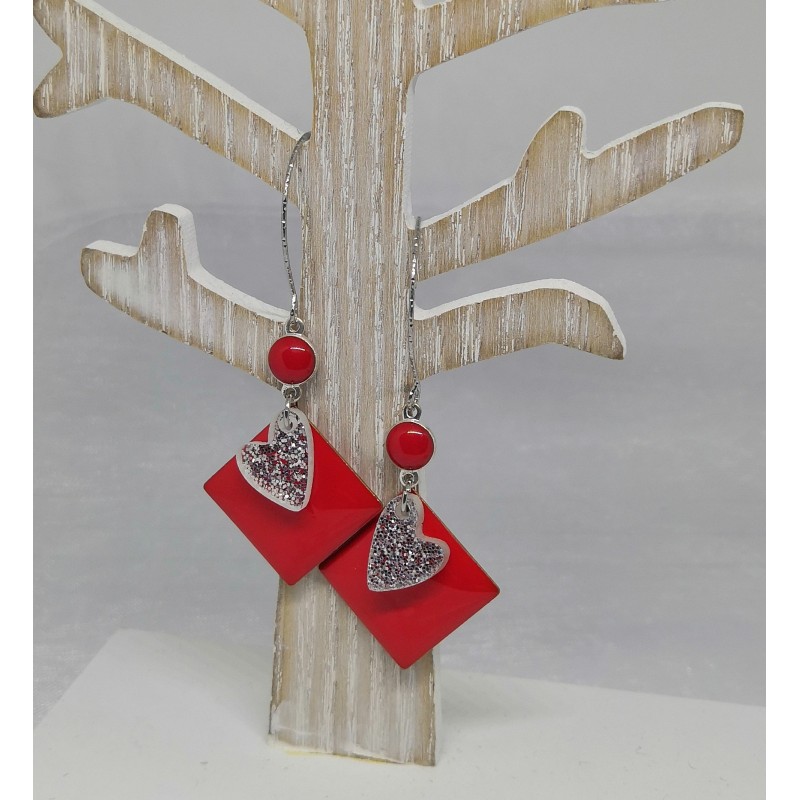 Boucles d'oreilles / COEUR / ROUGE