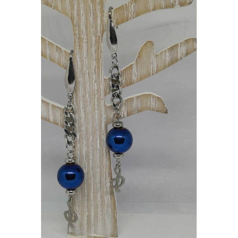 Boucles d'oreilles / HEMATITE/ MUSICAL