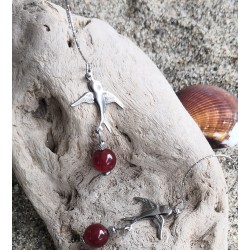 Boucles d'oreilles / HIRONDELLE / CORNALINE