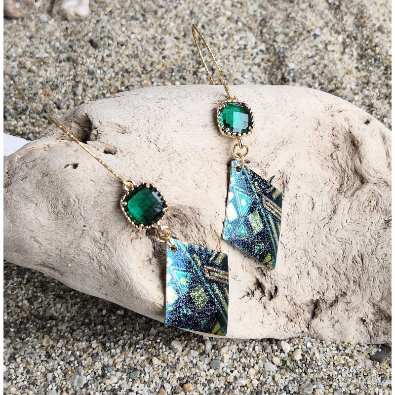 Boucles d'oreilles / LOSANGE / VERT
