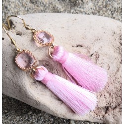 Boucles d'oreilles / POMPON / ROSE