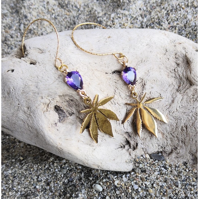 Boucles d'oreilles / FEUILLE DE CHANVRE
