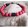 Bracelet / FLEUR AGATE NOIRE / CINABRE ROUGE