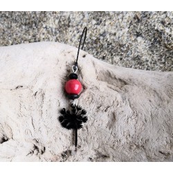 Boucles d'oreilles / FLEUR NOIRE / CINABRE ROUGE