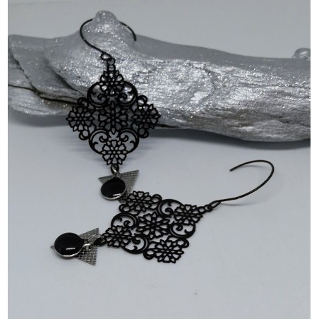 Boucles d'oreilles / LOSANGE / NOIR