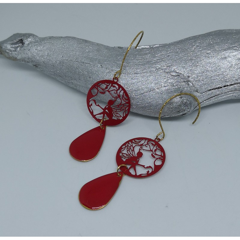 Boucles d'oreilles / FEE / ROUGE