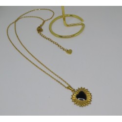 Pendentif / COEUR / NOIR / ACIER INOXYDABLE