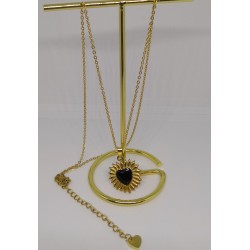 Pendentif / COEUR / NOIR / ACIER INOXYDABLE