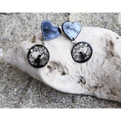 Boucles d'oreilles / COEUR / FEE / NOIR