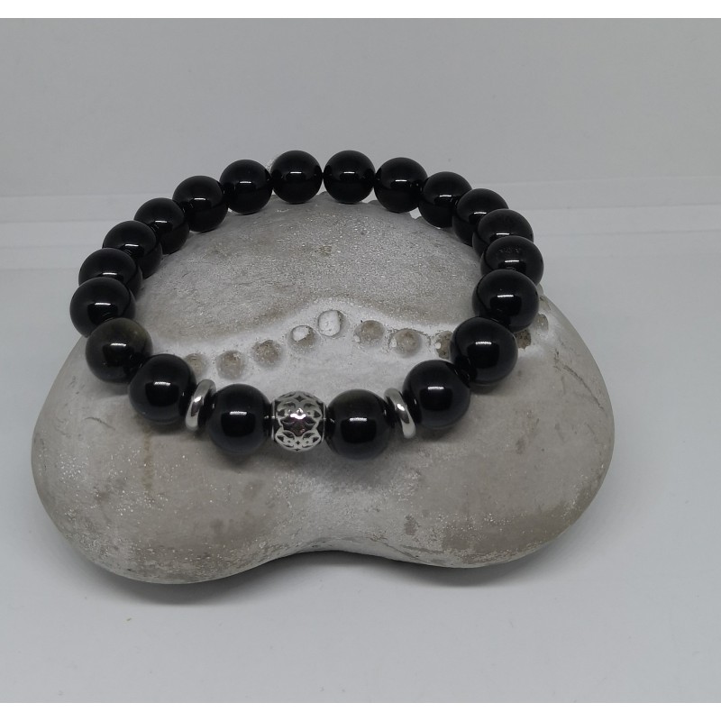 Bracelet / HOMME / OBSIDIENNE DOREE