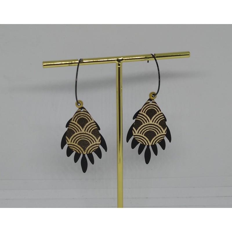 Boucles d'oreilles / NOIR / DORE