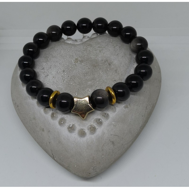 Bracelet / OBSIDIENNE OEIL CELESTE / ETOILE
