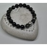 Bracelet / OBSIDIENNE DOREE / FLEUR NOIRE
