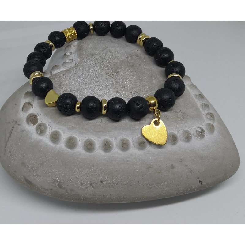 Bracelet / PIERRE DE LAVE /COEUR