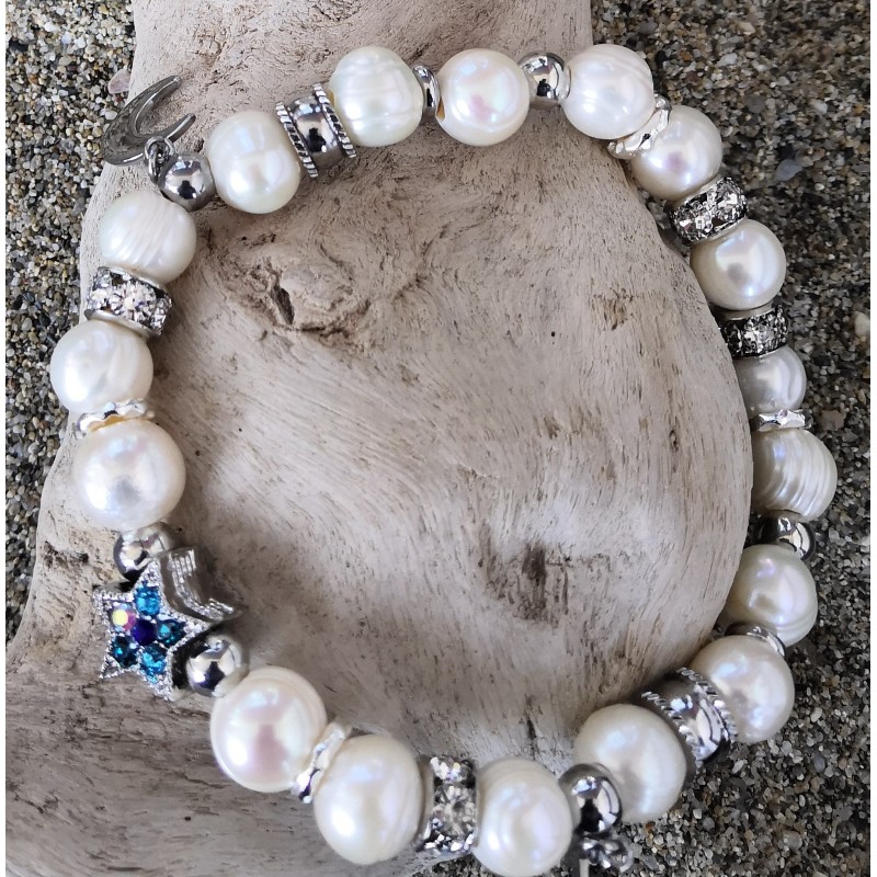 Bracelet / PERLE D'EAU DOUCE / LUNE / ETOILE
