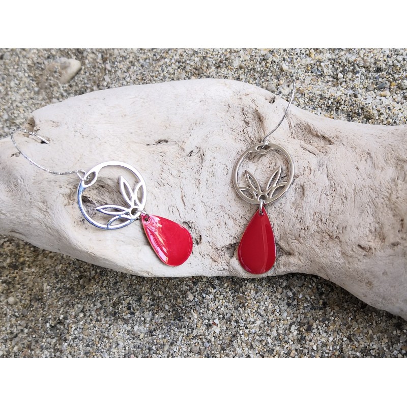 Boucles d'oreilles / FLEUR DE LOTUS / ROUGE