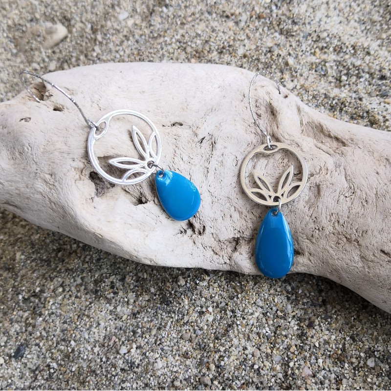 Boucles d'oreilles / FLEUR DE LOTUS / BLEU