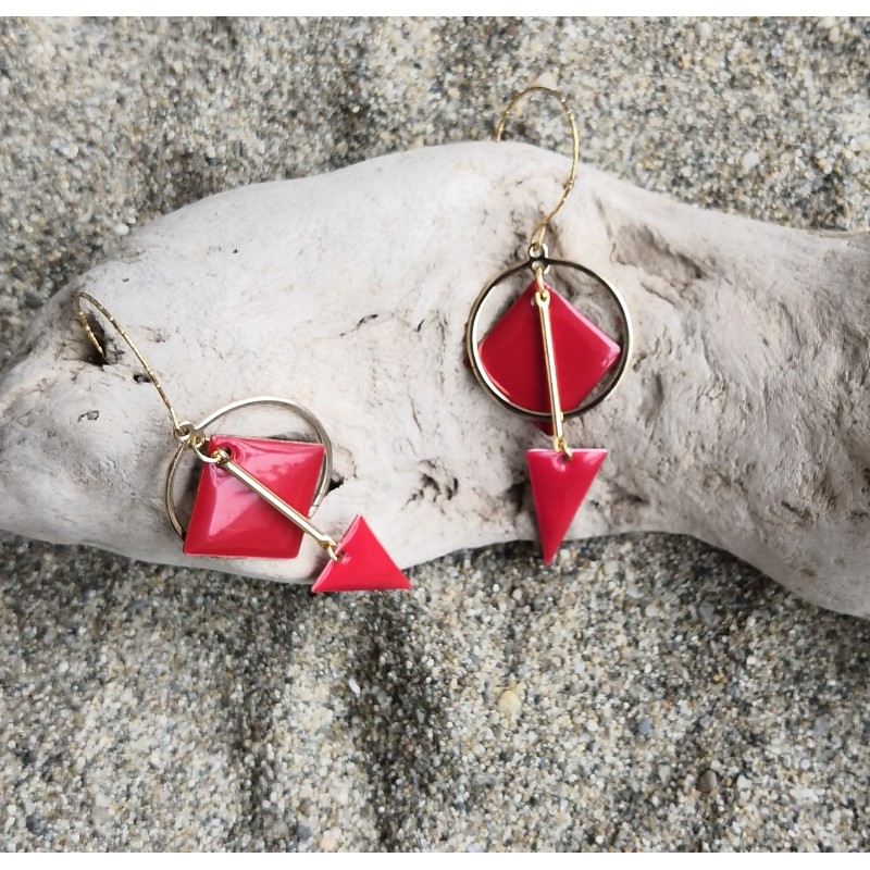 Boucles d'oreilles / GEOMETRIQUE / ROUGE