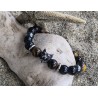 Bracelet HOMME / OEIL DE TIGRE/ OBSIDIENNE / LOUP