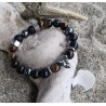 Bracelet HOMME / OEIL DE TIGRE/ OBSIDIENNE / LOUP