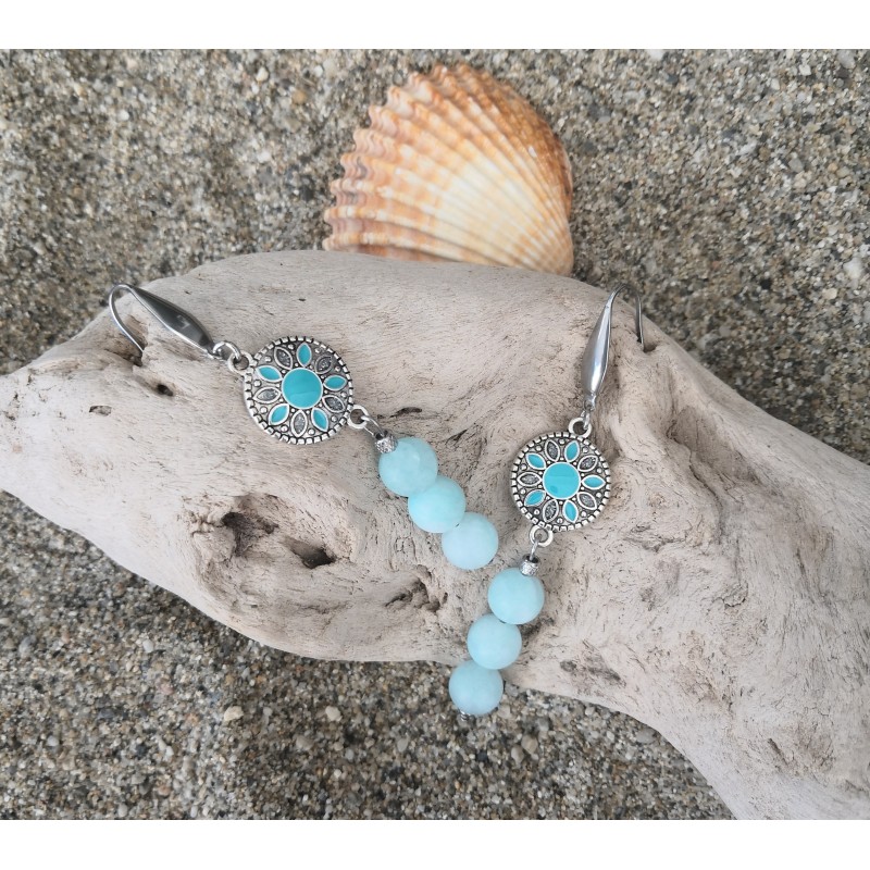 Boucles d'oreilles / FLEUR / BLEU