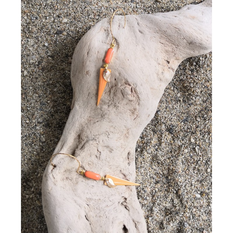 Boucles d'oreilles / FEUILLE / ORANGE