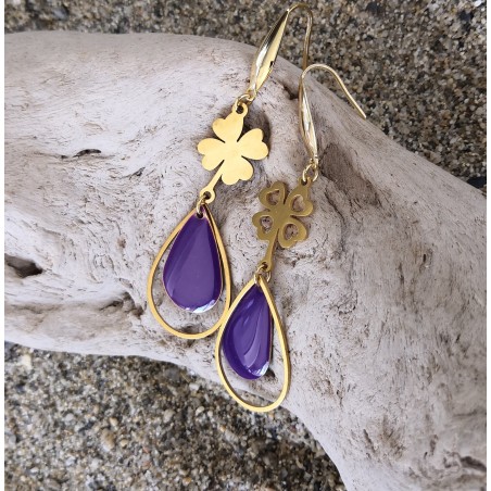 Boucles d'oreilles / TREFLE / VIOLET