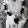 Bracelet / OBSIDIENNE / CRISTAL DE ROCHE / COEUR