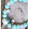 Bracelet / CHAT PORTE BONHEUR / VERT D'EAU