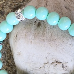 Bracelet / CHAT PORTE BONHEUR / VERT D'EAU