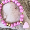 Bracelet / BOIS ROSE NACRE / COEUR