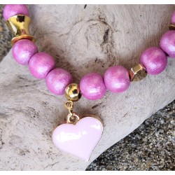 Bracelet / BOIS ROSE NACRE / COEUR