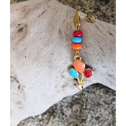 Clou d'oreilles / ACIER INOXYDABLE COEUR / BLEU / ORANGE / ROUGE