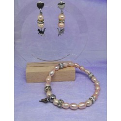 CLOU D'OREILLES / PERLE D'EAU DOUCE / CHAT
