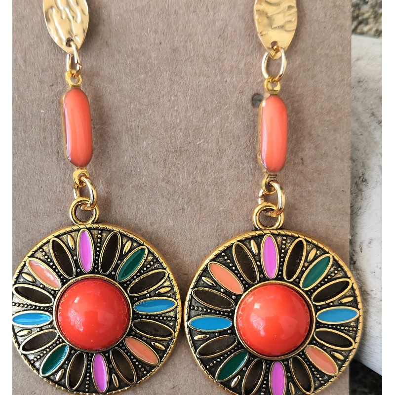 CLOU D'OREILLE / EVANTAIL/ORANGE