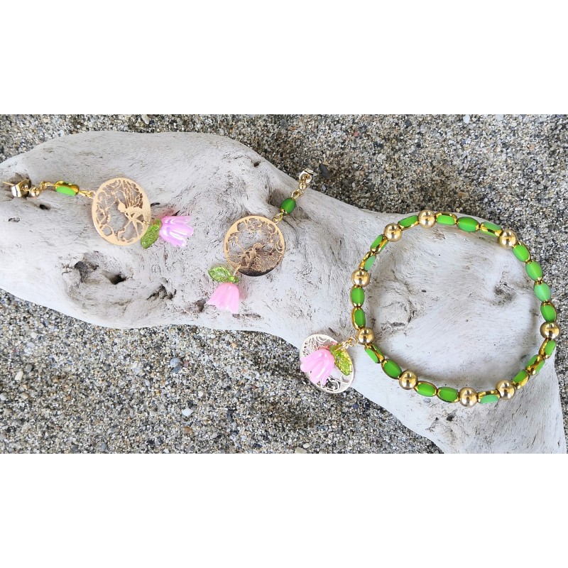 Boucles d'oreilles / FEE / CLOCHETTE ROSE