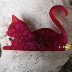 Boucles d'oreilles / EPOXY/ ROUGE / CHAT
