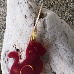 Boucles d'oreilles / EPOXY/ ROUGE / CHAT