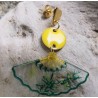 CLOU D'OREILLES / EVENTAIL / JAUNE / VERT