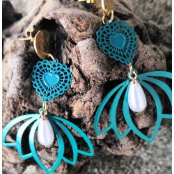 Clou d'oreilles / COEUR / BLEU EMERAUDE