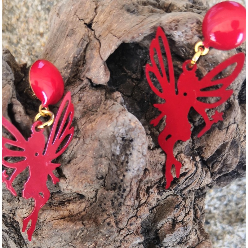 CLOU / D'OREILLES / FEE / ROUGE