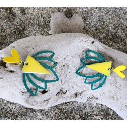Clou d'oreille / COEUR / JAUNE / VERT